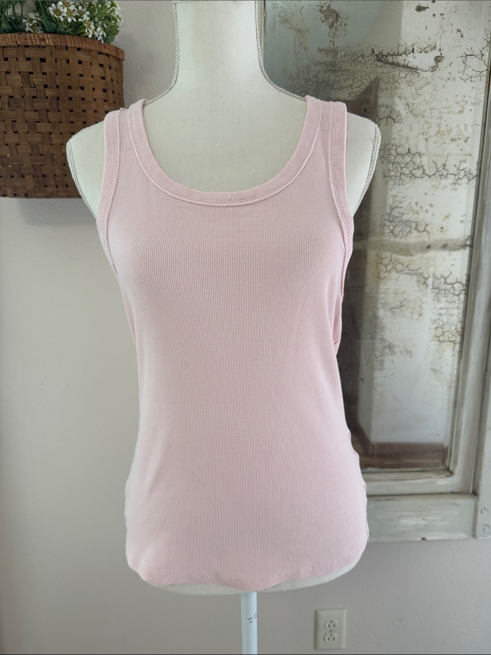 We The Free Light Pink Ribbed Tank Top